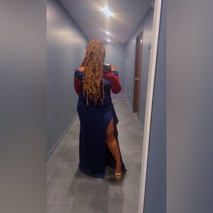 Navy blue dress worn to a wedding